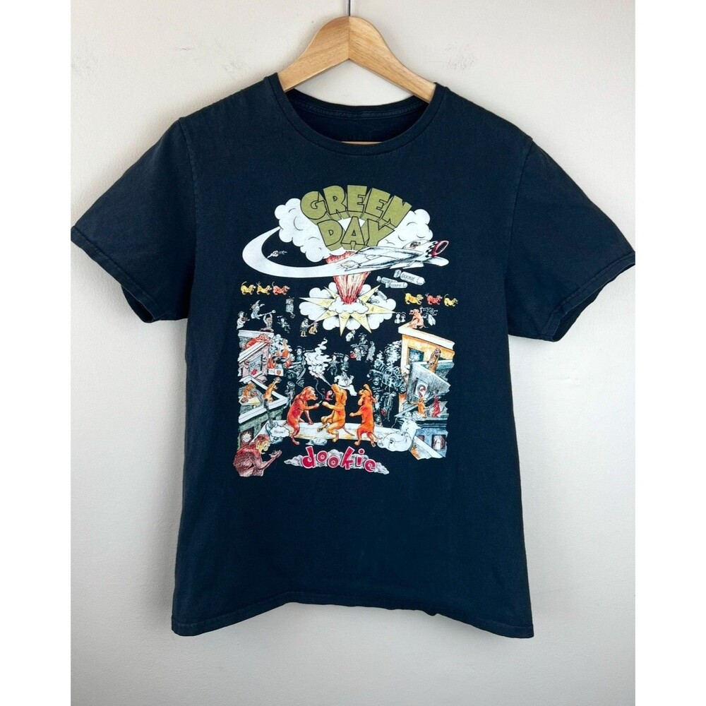 Green Day T-shirt Black Dookie Tour 100% Cotton Men's Size Medium Short Sleeve